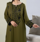 3Pc Embroidered Alpine Marina Olive Green SAY-W26-0019