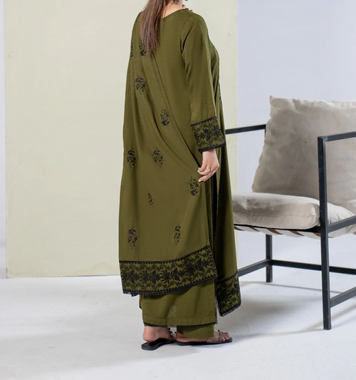 3Pc Embroidered Alpine Marina Olive Green SAY-W26-0019