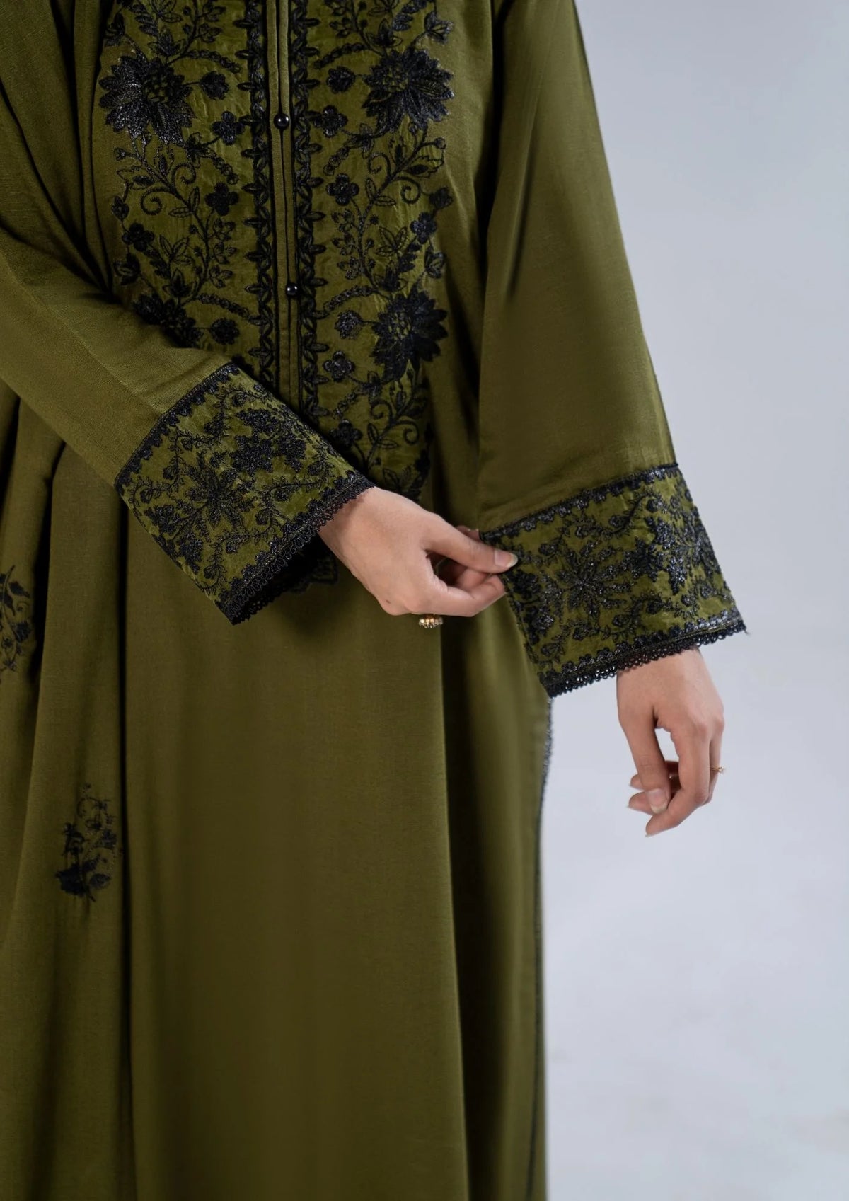 3Pc Embroidered Alpine Marina Olive Green SAY-W26-0019