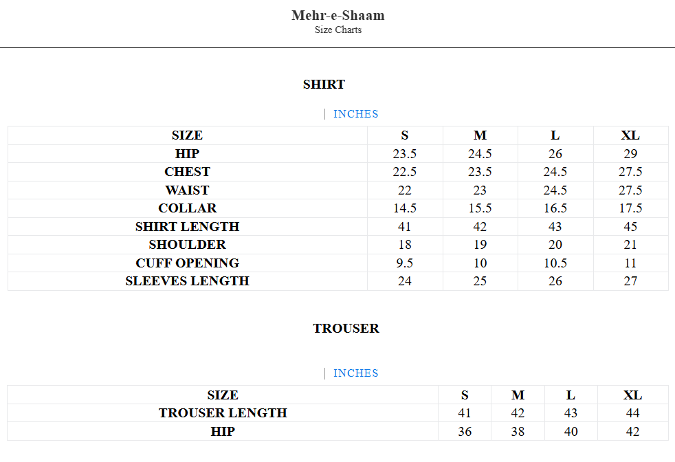 Size chart