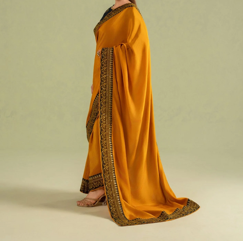 3Pc Super Silk Saree Mustard Gold | LUXE-L25-0007