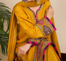 3-Piece Silk Viscose Suit with Chiffon Dupatta & Sharara | BASANT-B25-0005