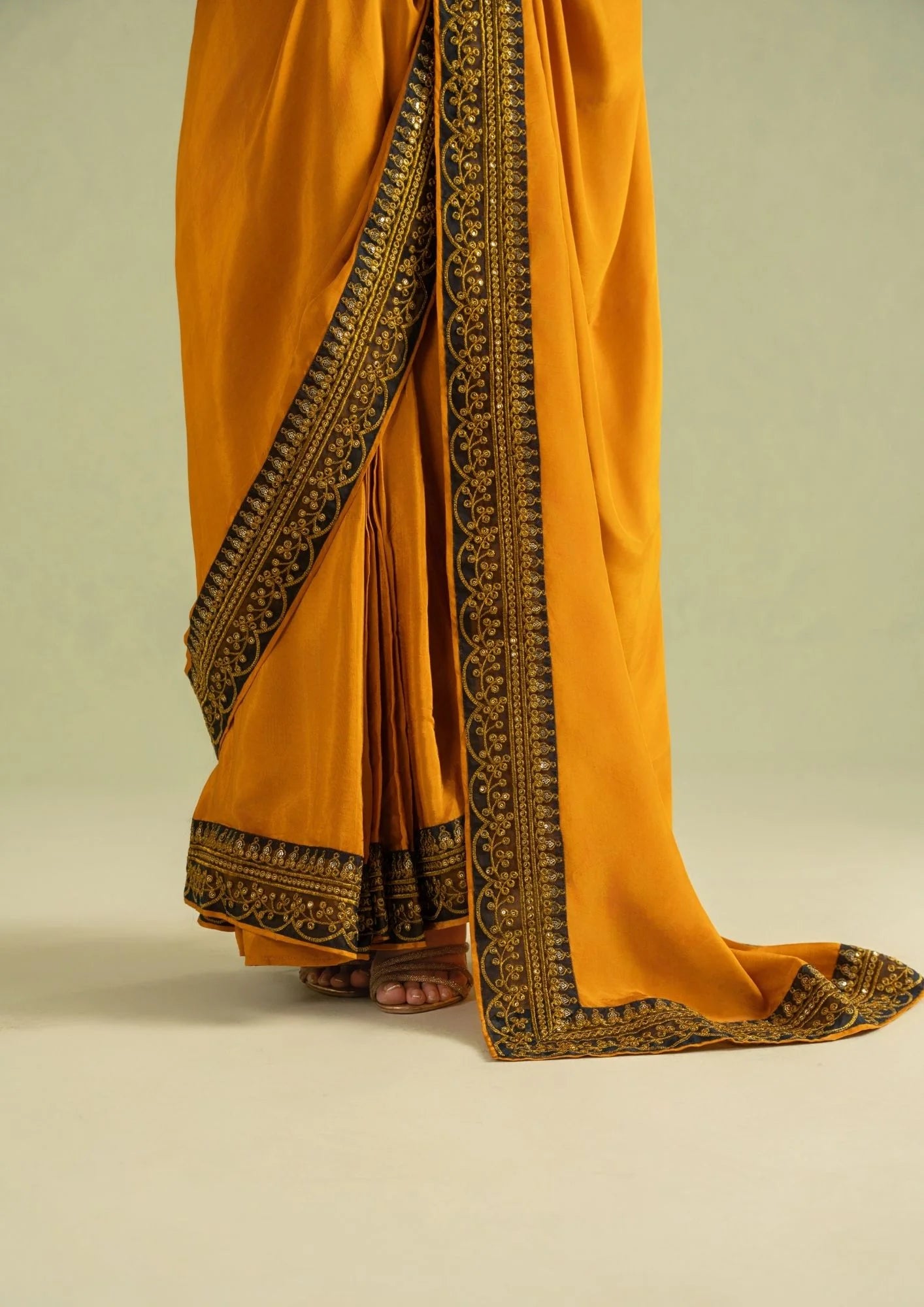 3Pc Super Silk Saree Mustard Gold | LUXE-L25-0007