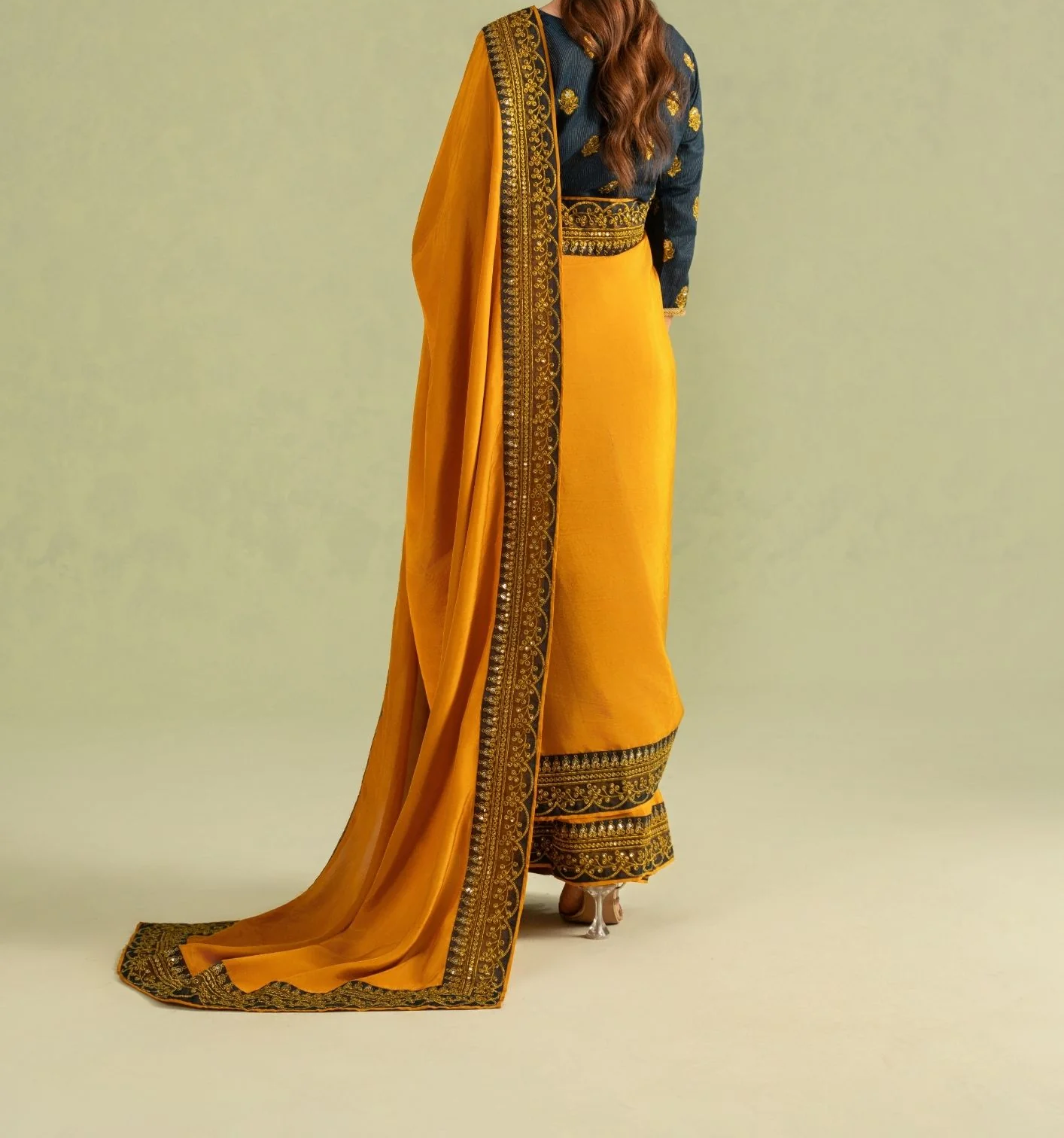 3Pc Super Silk Saree Mustard Gold | LUXE-L25-0007