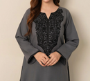 2pc Embroidered Khaddar with Farshi Shalwar Grey AML-W25-0021
