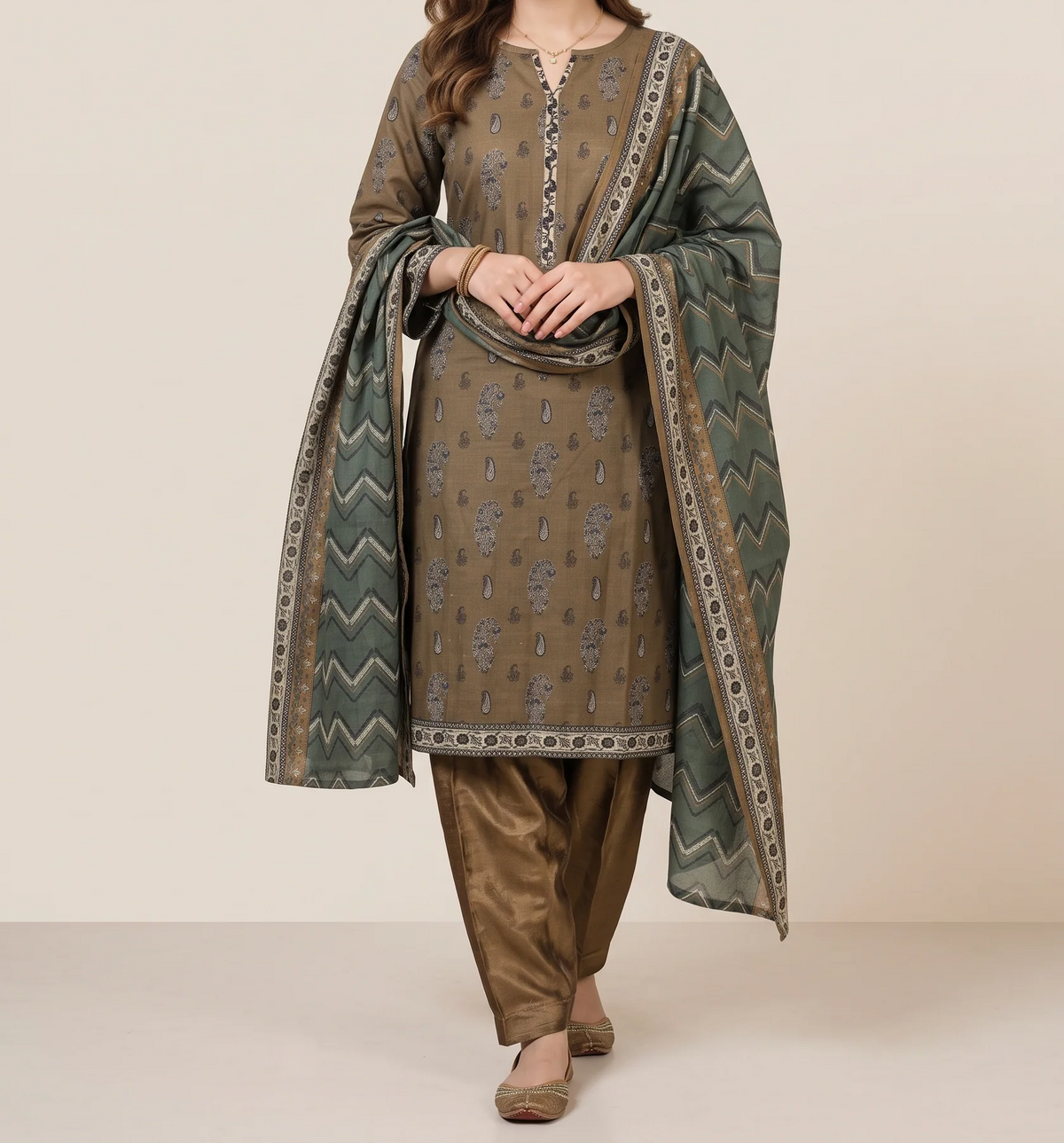 GHAZAL 3pcs Stitched Printed Khaddar [D-6267]