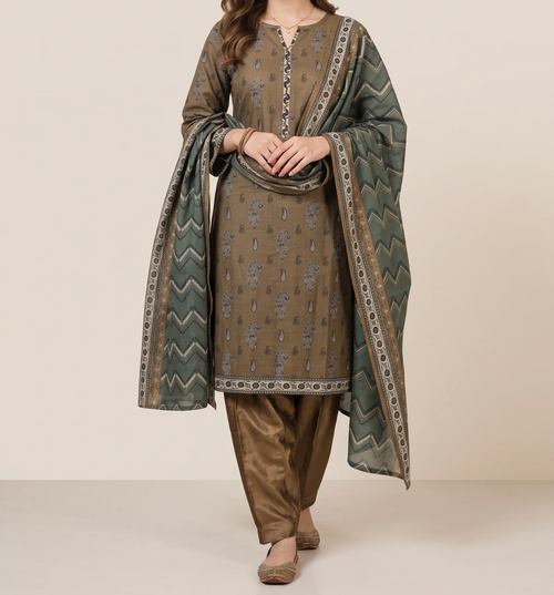 GHAZAL 3pcs Stitched Printed Khaddar [D-6267]