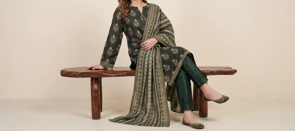 BAHAR 3pcs Stitched Printed Khaddar [D-6276]