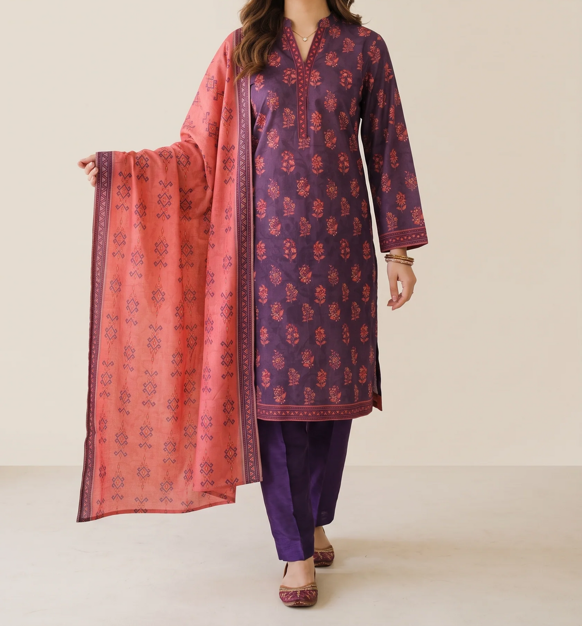 KIRAN 3pcs Stitched Printed Khaddar [D-6287]