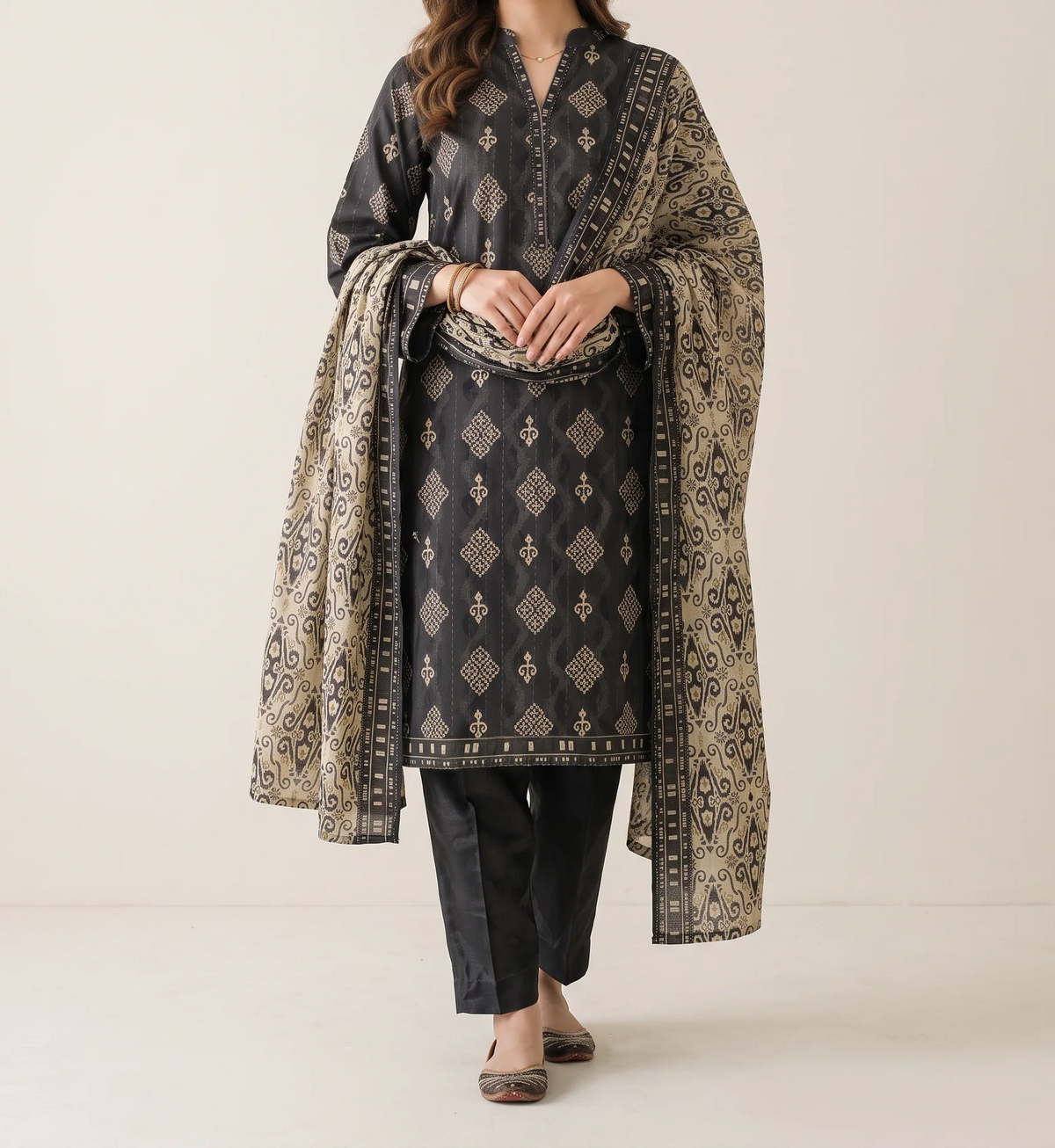 GHAZAL 3pcs Stitched Printed Khaddar [D-6274]