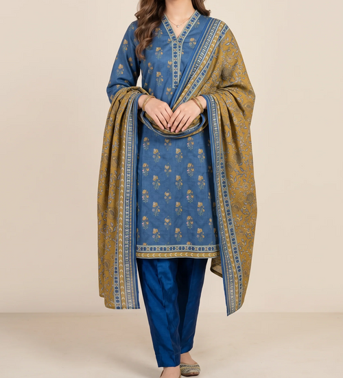 GHAZAL 3pcs Stitched Printed Khaddar [D-6271]
