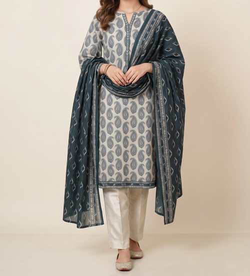 BAHAR 3pcs Stitched Printed Khaddar [D-6281]