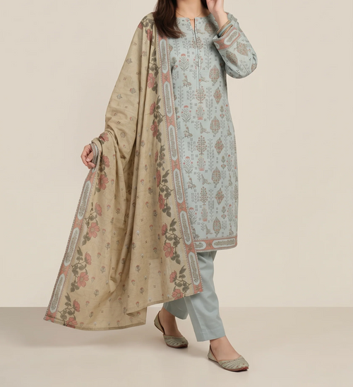 GHAZAL 3pcs Stitched Printed Khaddar [D-6143]