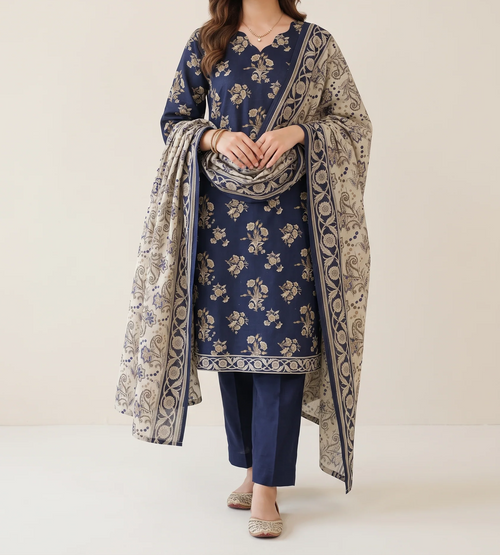 KIRAN 3pcs Stitched Printed Khaddar [D-6147]