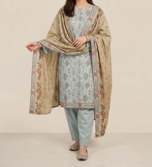GHAZAL 3pcs Stitched Printed Khaddar [D-6143]