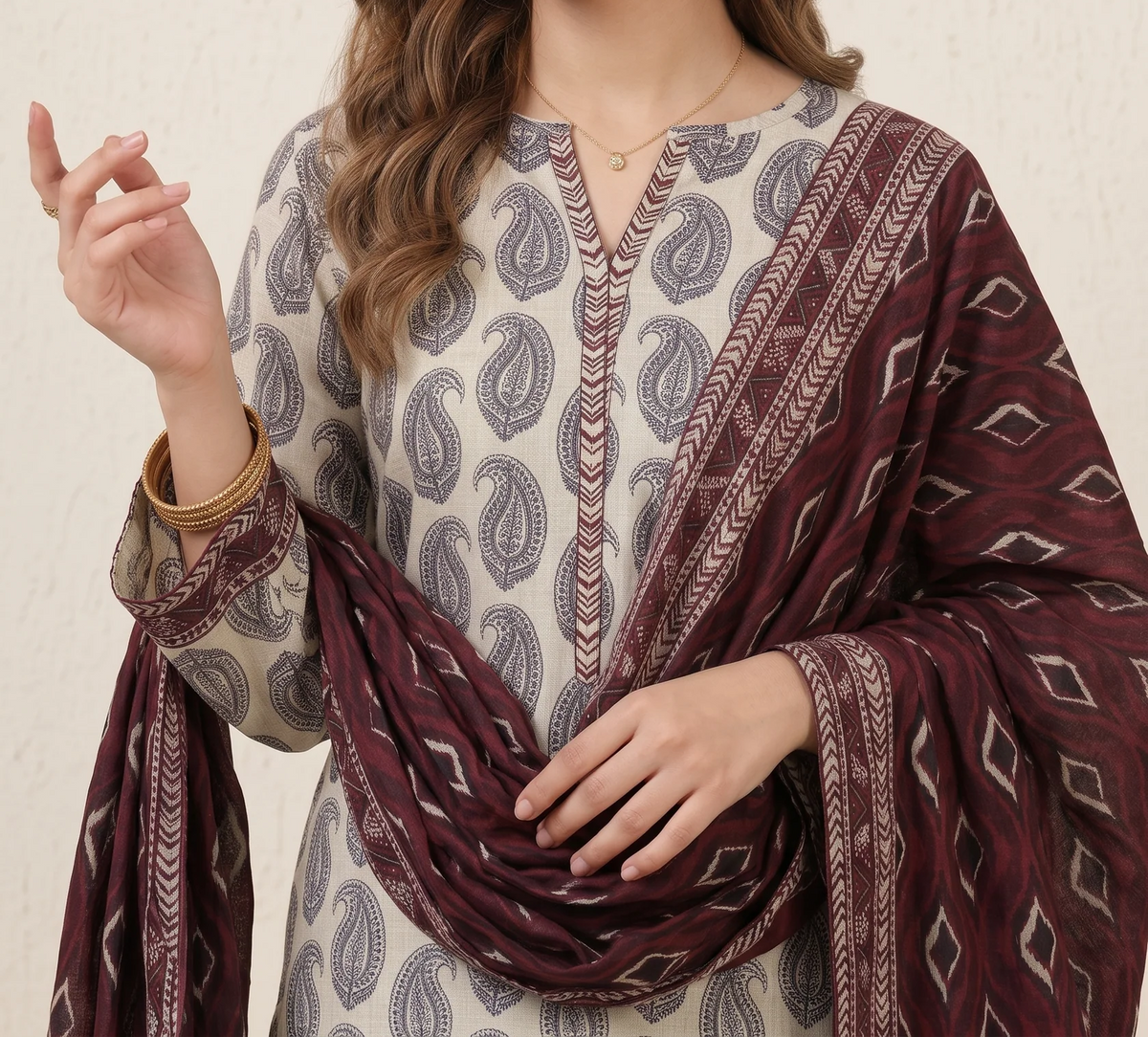 KIRAN 3pcs Stitched Printed Khaddar [D-6288]