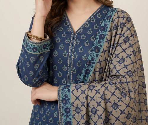 BAHAR 3pcs Stitched Printed Khaddar [D-6275]