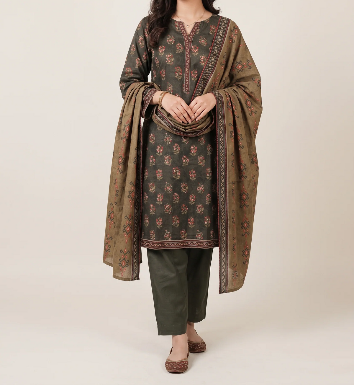 KIRAN 3pcs Stitched Printed Khaddar [D-6286]