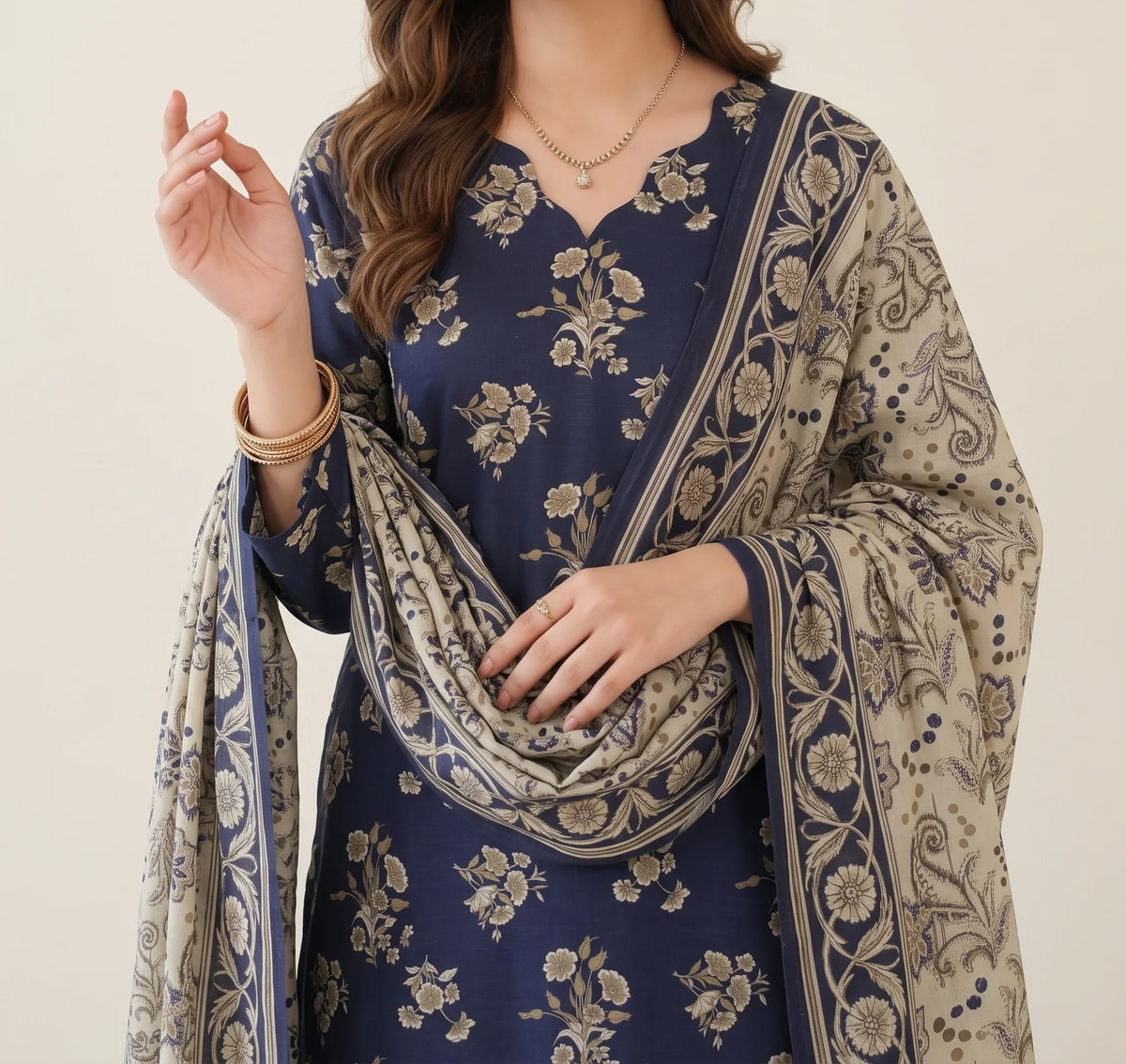 KIRAN 3pcs Stitched Printed Khaddar [D-6147]