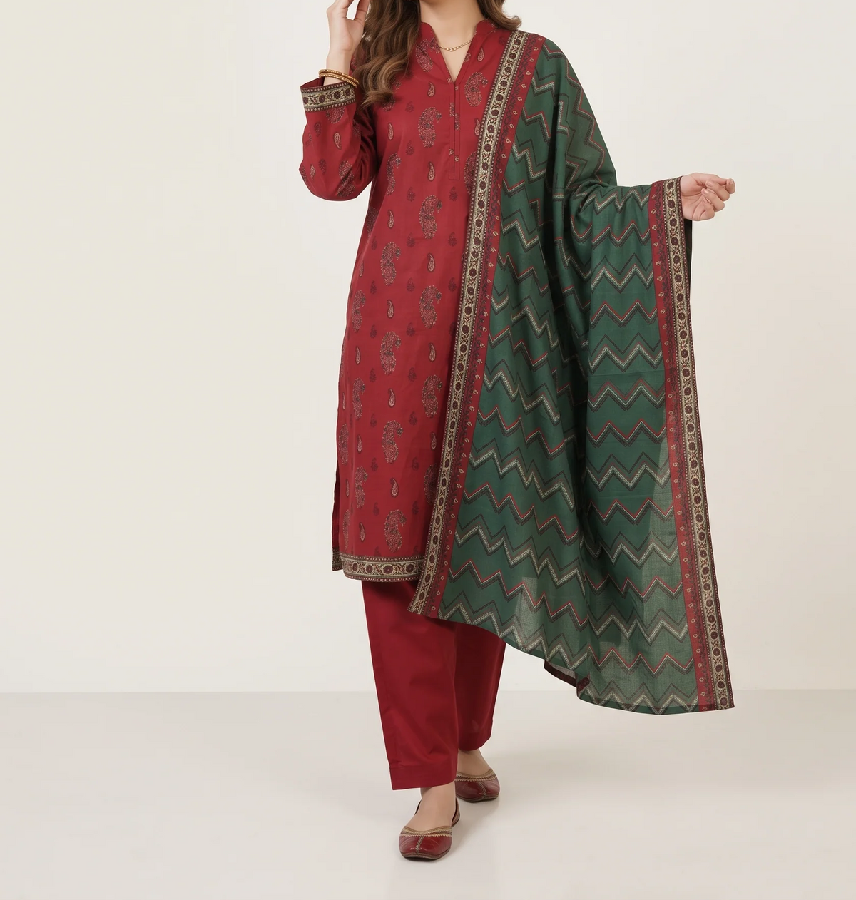 BAHAR 3pcs Stitched Printed Khaddar [D-6283]