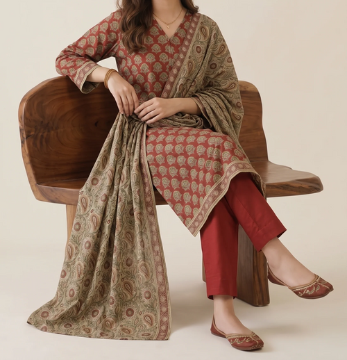 KIRAN 3pcs Stitched Printed Khaddar [D-6148]