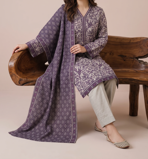 GHAZAL 3pcs Stitched Printed Khaddar [D-6282]