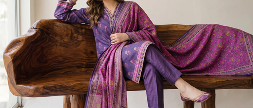 BAHAR 3pcs Stitched Printed Khaddar [D-6268]
