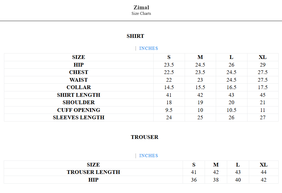 Size chart