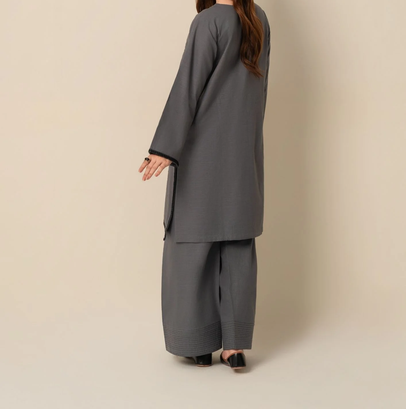 pc Embroidered Khaddar with Farshi Shalwar Grey AML-W25-0021