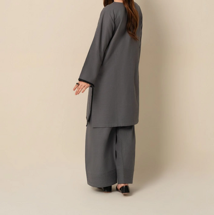 pc Embroidered Khaddar with Farshi Shalwar Grey AML-W25-0021