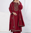 3Pc Tilla Embroidered Alpine Marina Maroon SAY-W26-0004