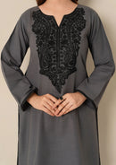 2pc Embroidered Khaddar with Farshi Shalwar Grey AML-W25-0021