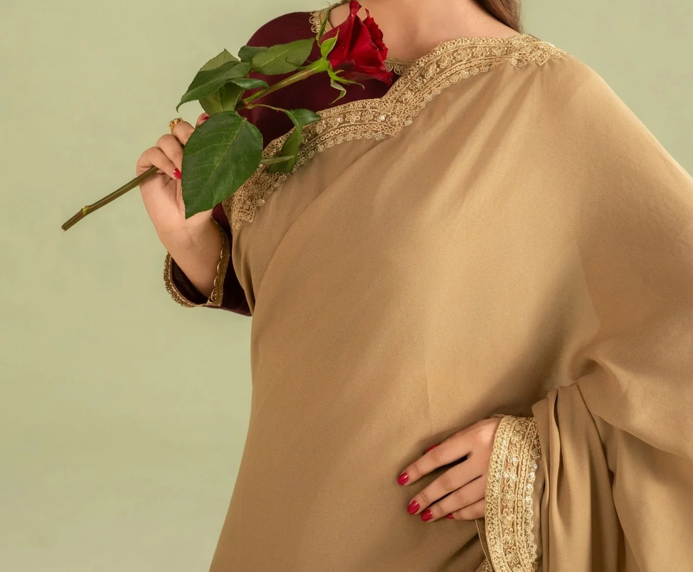3Pc Georgette Saree Gold | LUXE-L25-0008
