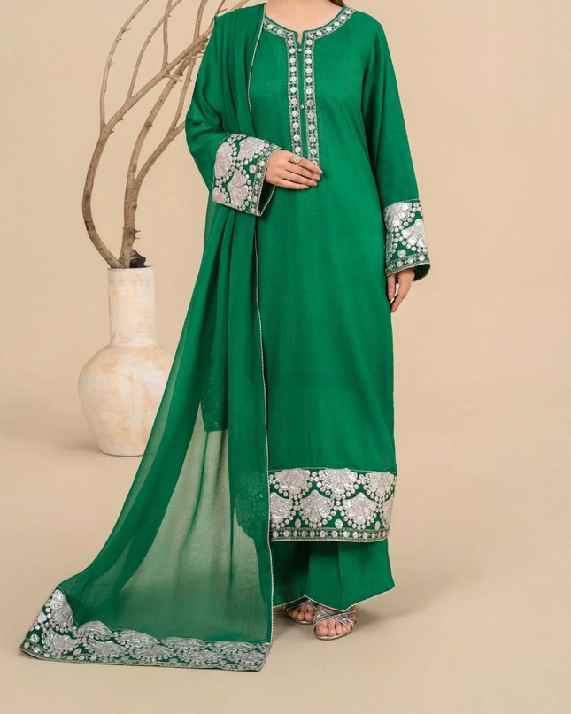 3-Piece Silk Viscose Suit with Chiffon Dupatta | BASANT-B25-0003