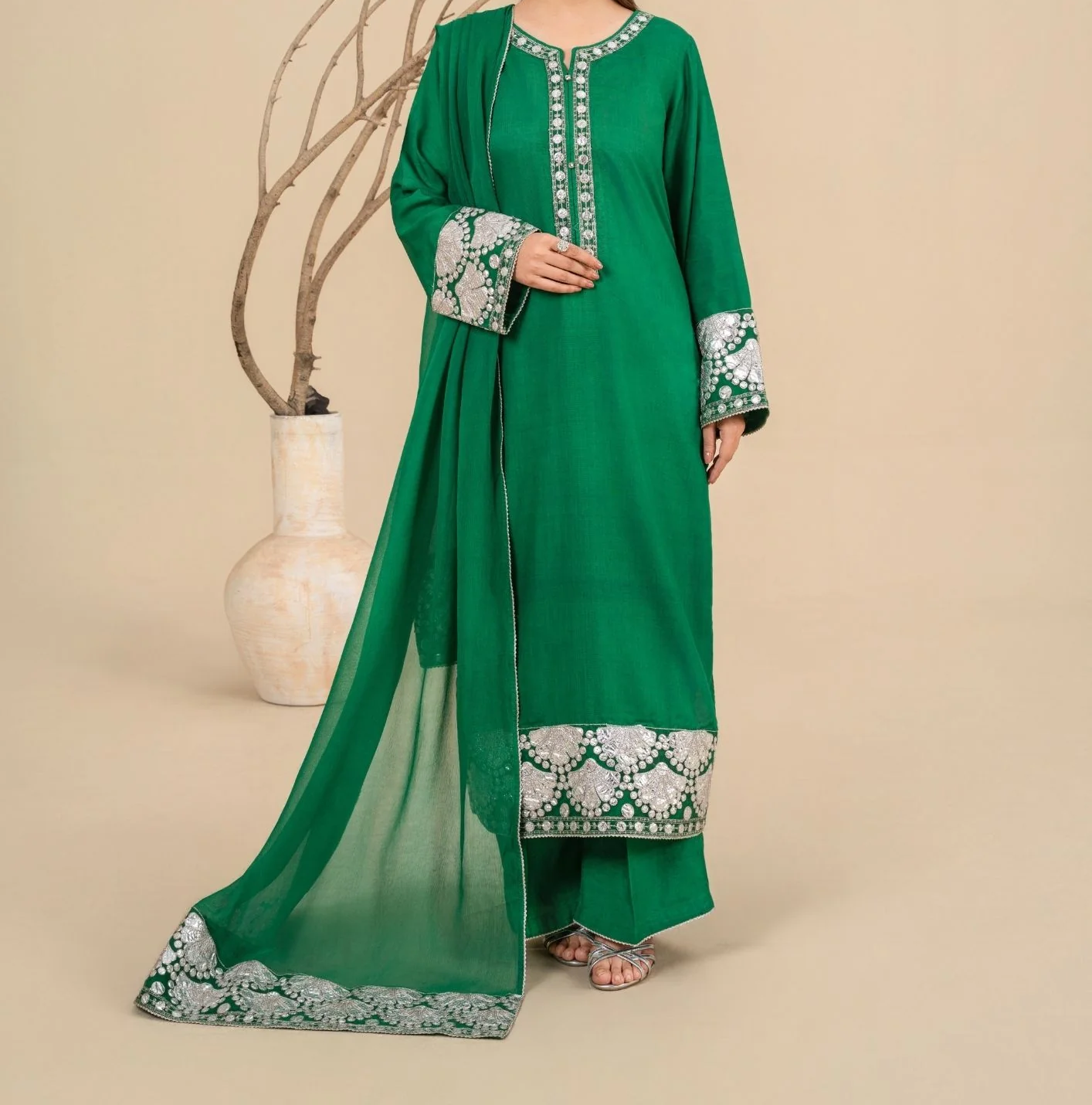 3-Piece Silk Viscose Suit with Chiffon Dupatta | BASANT-B25-0003