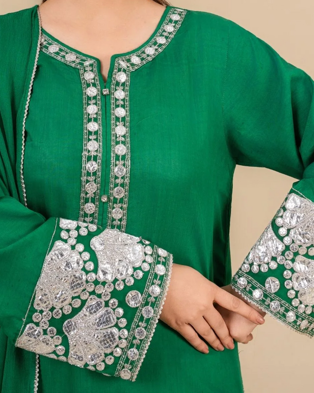 3-Piece Silk Viscose Suit with Chiffon Dupatta | BASANT-B25-0003