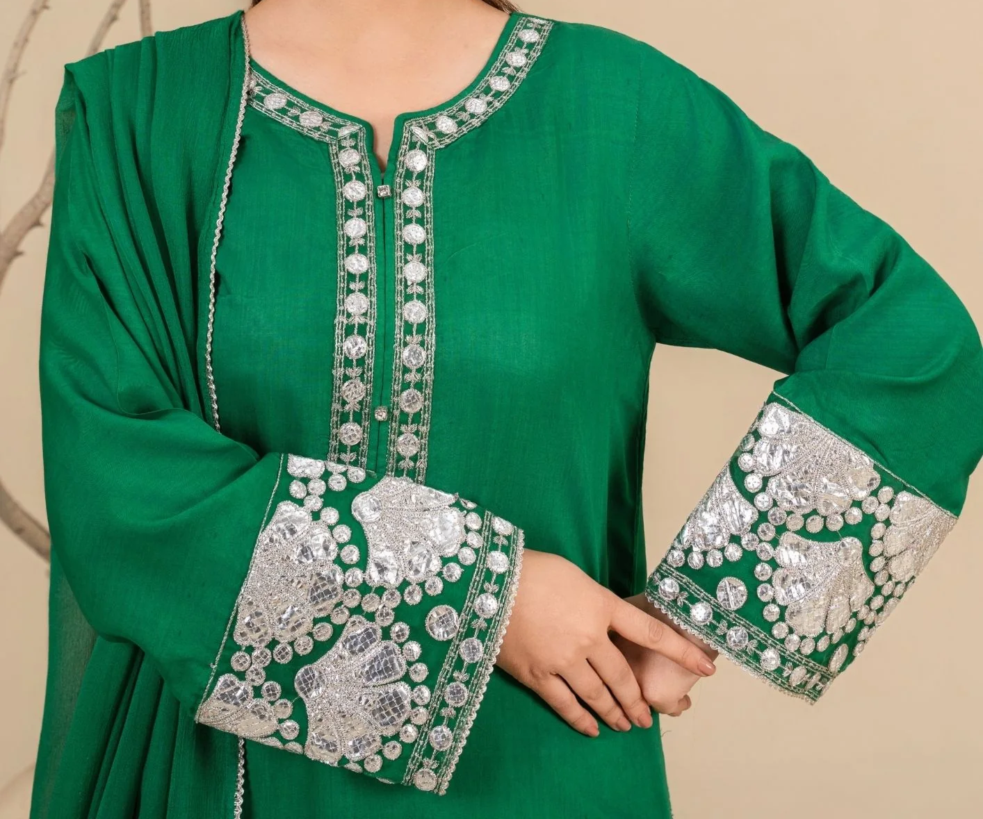 3-Piece Silk Viscose Suit with Chiffon Dupatta | BASANT-B25-0003