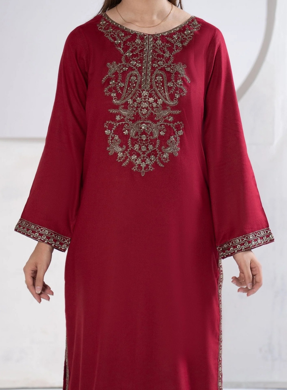 3Pc Tilla Embroidered Alpine Marina Maroon SAY-W26-0004
