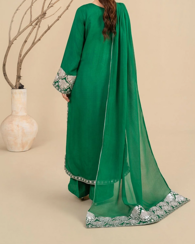 3-Piece Silk Viscose Suit with Chiffon Dupatta | BASANT-B25-0003