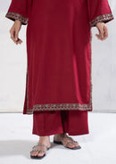 3Pc Tilla Embroidered Alpine Marina Maroon SAY-W26-0004