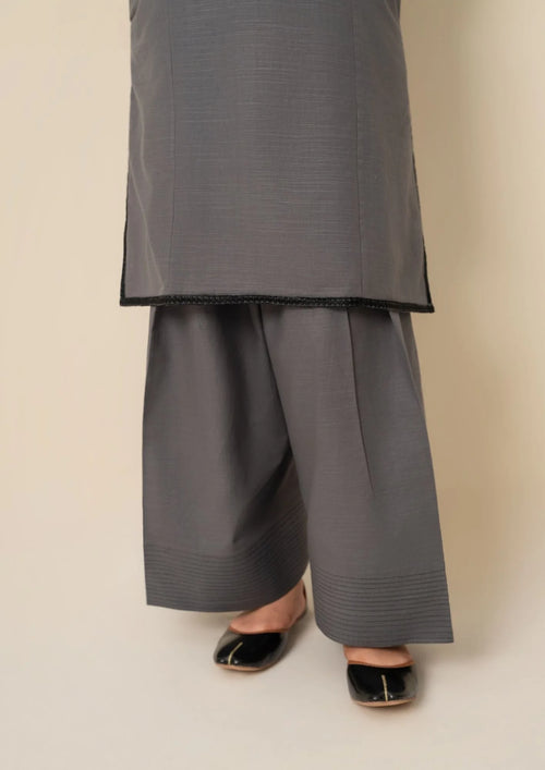 2pc Embroidered Khaddar with Farshi Shalwar Grey AML-W25-0021