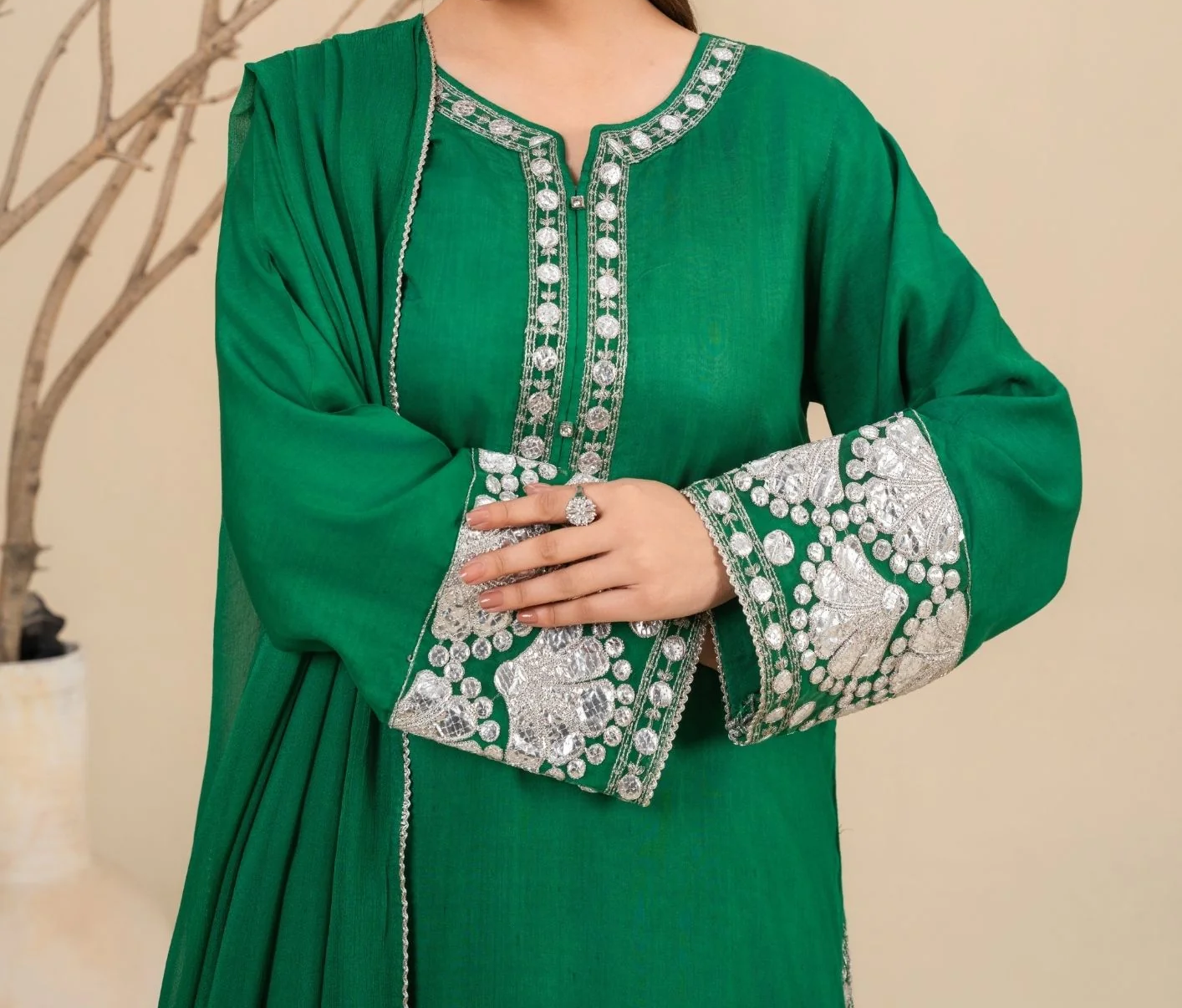3-Piece Silk Viscose Suit with Chiffon Dupatta | BASANT-B25-0003