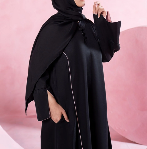 Noir Piped Flare Abaya ABL-A26-0001