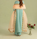 3Pc Embroidered Raw Silk with Organza Dupatta Sky Blue | LUXE-L25-0004