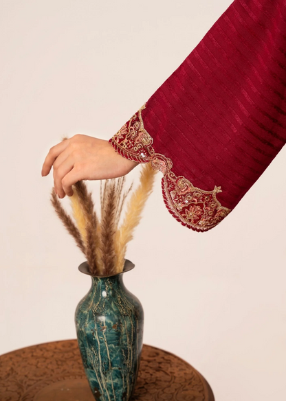 3Pc Alpine Velvet Tilla Embroidered with Velvet Shawl Teal AFP-A25-0003