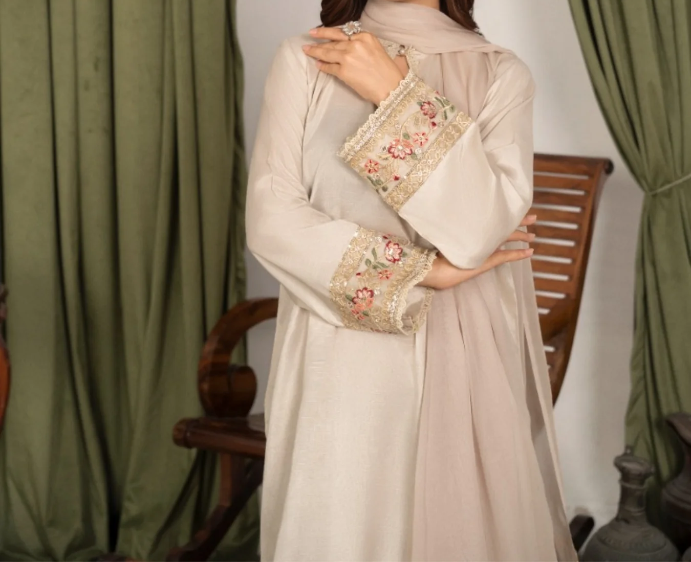 3Pc Embroidered Raw Silk FATAH-F25-0022