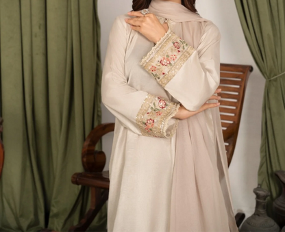 3Pc Embroidered Raw Silk FATAH-F25-0022