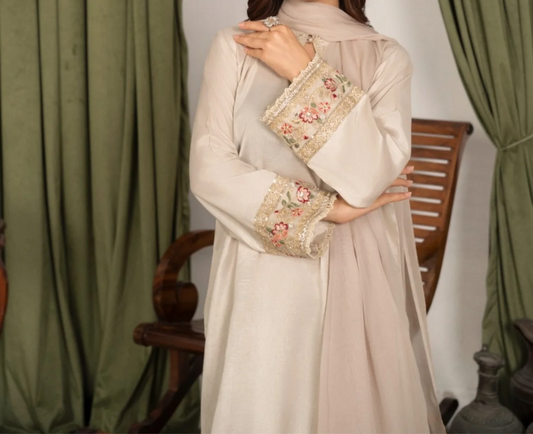 3Pc Embroidered Raw Silk FATAH-F25-0022