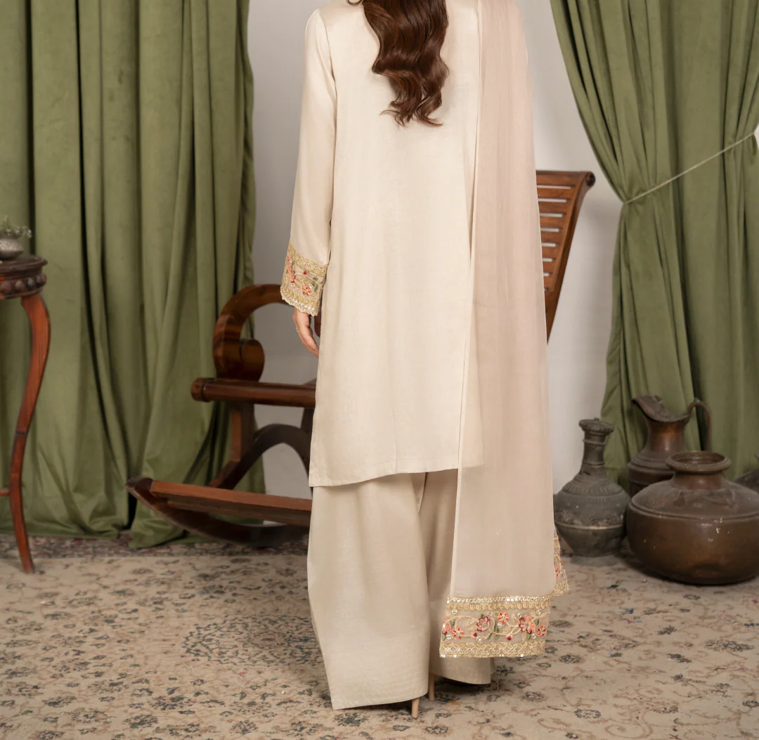 3Pc Embroidered Raw Silk FATAH-F25-0022