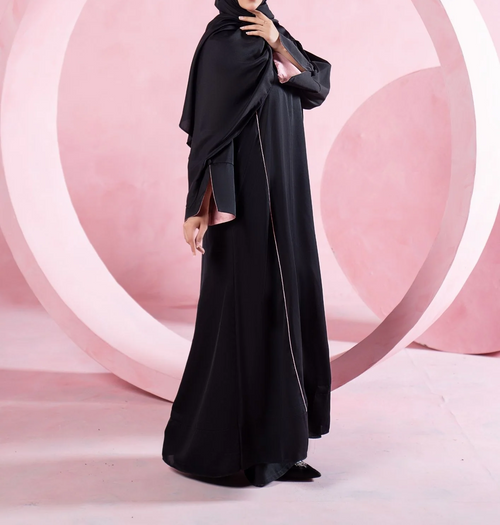 Noir Piped Flare Abaya ABL-A26-0001